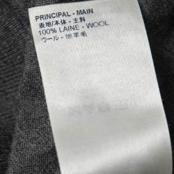 Pre Owned Louis Vuitton Grey Wool Knit Leather Trimmed Crew Neck Jumper S