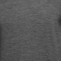 Pre Owned Louis Vuitton Grey Wool Knit Leather Trimmed Crew Neck Jumper S