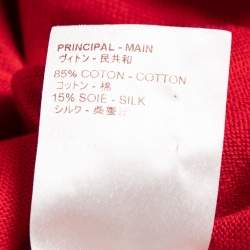 Pre Owned Louis Vuitton Red Logo Patterned Cotton & Silk Knit Hooded Sweater M