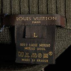 Louis Vuitton Green Wool Knit Zip Front Jacket L