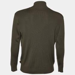 Louis Vuitton Green Wool Knit Zip Front Jacket L