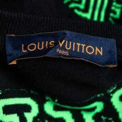 Pre Owned Louis Vuitton Black Contrast Neon Graphic Patterned Cotton Knit T-Shirt L