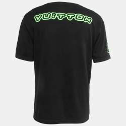 Pre Owned Louis Vuitton Black Contrast Neon Graphic Patterned Cotton Knit T-Shirt L