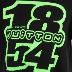 Pre Owned Louis Vuitton Black Contrast Neon Graphic Patterned Cotton Knit T-Shirt L