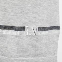Pre Owned Louis Vuitton Grey Cotton Stripe Detail Crew Neck T-Shirt L