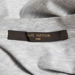 Pre Owned Louis Vuitton Grey Cotton Stripe Detail Crew Neck T-Shirt L