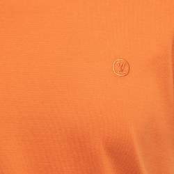 Pre Owned Louis Vuitton Orange Cotton Crew Neck Half Sleeve T-Shirt L