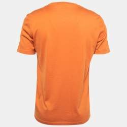 Pre Owned Louis Vuitton Orange Cotton Crew Neck Half Sleeve T-Shirt L