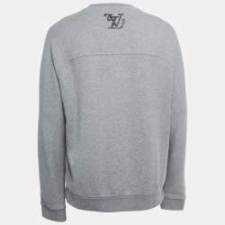 Louis Vuitton Damier Spread Printed Sweat Crew Neck Shirt Cotton Gray S  TGIS