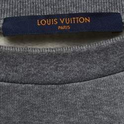 Louis Vuitton Grey Logo Print Cotton Crew Neck Sweatshirt M