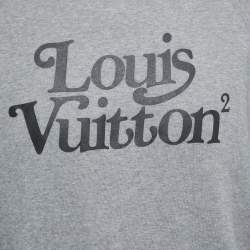 Louis Vuitton Grey Logo Print Cotton Crew Neck Sweatshirt M