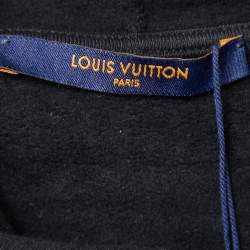 Pre Owned Louis Vuitton Black Logo Print Cotton Hoodie M