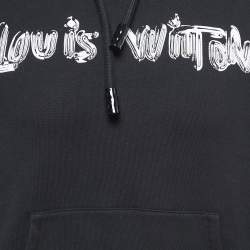 Pre Owned Louis Vuitton Black Logo Print Cotton Hoodie M