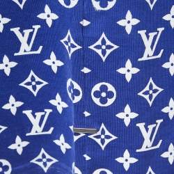 Pre Owned Louis Vuitton Blue Monogram Print Cotton Crew Neck Half Sleeve T-Shirt XL