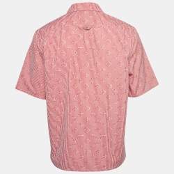 Louis Vuitton Red Logo Print Cotton Button Front Half Sleeve Shirt M