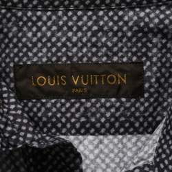 مملوكة مسبقًا Louis Vuitton Navy Blue Checked Cotton Button Front Half Sleeve Shirt M