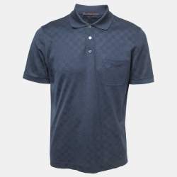 Louis Vuitton Navy Blue Damier Cotton Polo T-Shirt L Louis Vuitton