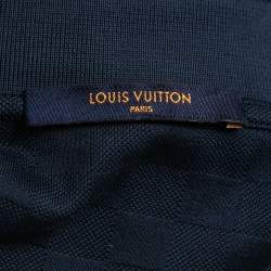 Pre Owned Louis Vuitton Navy Blue Damier Cotton Polo T-Shirt L