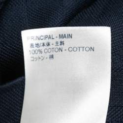 Pre Owned Louis Vuitton Navy Blue Damier Cotton Polo T-Shirt L