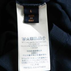 Pre Owned Louis Vuitton Navy Blue Damier Cotton Polo T-Shirt L