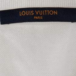 مملوكة مسبقًا Louis Vuitton White Cotton Pique Logo Embroidered Polo T-Shirt XL