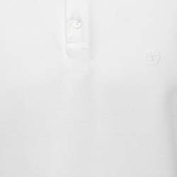 مملوكة مسبقًا Louis Vuitton White Cotton Pique Logo Embroidered Polo T-Shirt XL