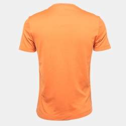 Pre Owned Louis Vuitton Orange Logo Printed Cotton Knit T-Shirt S