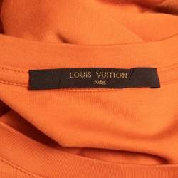 Pre Owned Louis Vuitton Orange Logo Printed Cotton Knit T-Shirt S