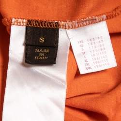 Pre Owned Louis Vuitton Orange Logo Printed Cotton Knit T-Shirt S