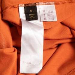 Pre Owned Louis Vuitton Orange Logo Printed Cotton Knit T-Shirt S