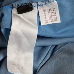 Pre Owned Louis Vuitton Blue Logo Printed Cotton Knit t-Shirt S