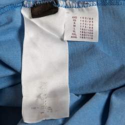 Pre Owned Louis Vuitton Blue Logo Printed Cotton Knit t-Shirt S