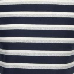 Pre Owned Louis Vuitton Navy Blue Striped Lurex & Cotton Knit T-Shirt S