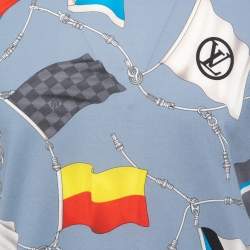Pre Owned Louis Vuitton Blue Graphic Printed Cotton Crewneck T-Shirt M