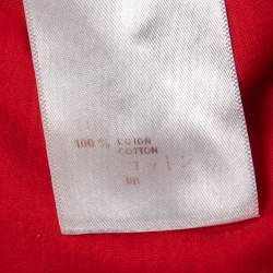 Pre Owned Louis Vuitton Red Logo Print Cotton Crew Neck Half Sleeve T-Shirt S