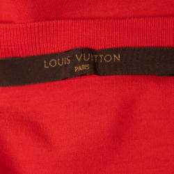 Pre Owned Louis Vuitton Red Logo Print Cotton Crew Neck Half Sleeve T-Shirt S