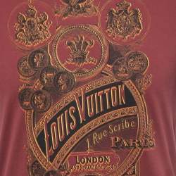Louis Vuitton Brown Logo Print Cotton Crew Neck Half Sleeve T-Shirt S