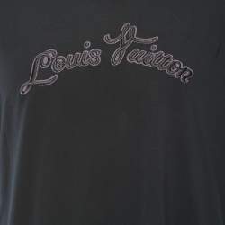 Pre Owned Louis Vuitton Black Cotton Logo Patch Detailed Crew Neck Half Sleeve T-Shirt 4L
