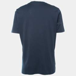 Louis Vuitton Navy Blue Logo Print Cotton Crew Neck Half Sleeve T-Shirt XL