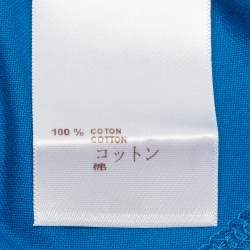 Louis Vuitton Blue Logo Embroidered Cotton Crew Neck Half Sleeve T-Shirt S