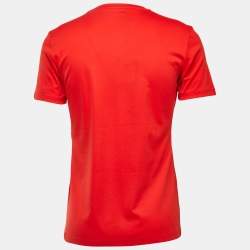 مملوكة مسبقًا Louis Vuitton Red LV Stamp Print Cotton Crew Neck Half Sleeve T-Shirt XXL