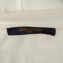 Pre Owned Louis Vuitton Off White Cotton Crew Neck Half Sleeve T-Shirt M