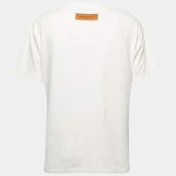 Pre Owned Louis Vuitton Off White Cotton Crew Neck Half Sleeve T-Shirt M