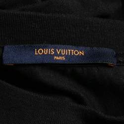 Pre Owned Louis Vuitton Black Logo Print Cotton Crew Neck Half Sleeve T-Shirt M