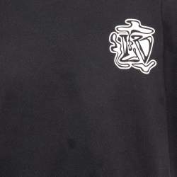 Pre Owned Louis Vuitton Black Logo Print Cotton Crew Neck Half Sleeve T-Shirt M