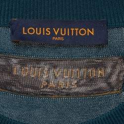 Pre Owned Louis Vuitton Teal Blue Jazz Trumpeter Signature Cotton Crew Neck T-Shirt M