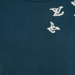 Pre Owned Louis Vuitton Teal Blue Jazz Trumpeter Signature Cotton Crew Neck T-Shirt M