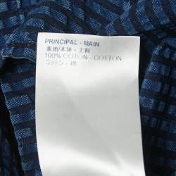 مملوكة مسبقًا Louis Vuitton Blue Patterned Cotton Logo Patch Button Front Half Sleeve Shirt 4L
