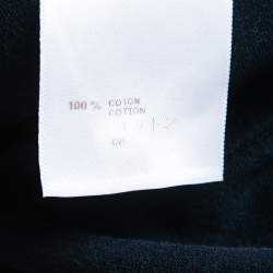 Pre Owned Louis Vuitton Navy Blue Logo Embroidered Cotton Crew Neck Half Sleeve T-Shirt S