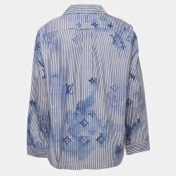 Louis Vuitton Blue Monogram Striped Ink Pattern Cotton Full Sleeve Shirt XXL